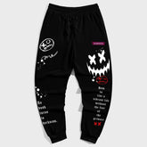 Street Style Big & Tall Men's Casual Smile Face and Letter Hip Hop Trousers